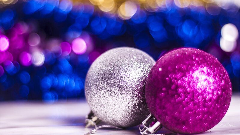 Silver and Purple Ornaments — Festive, Photograph