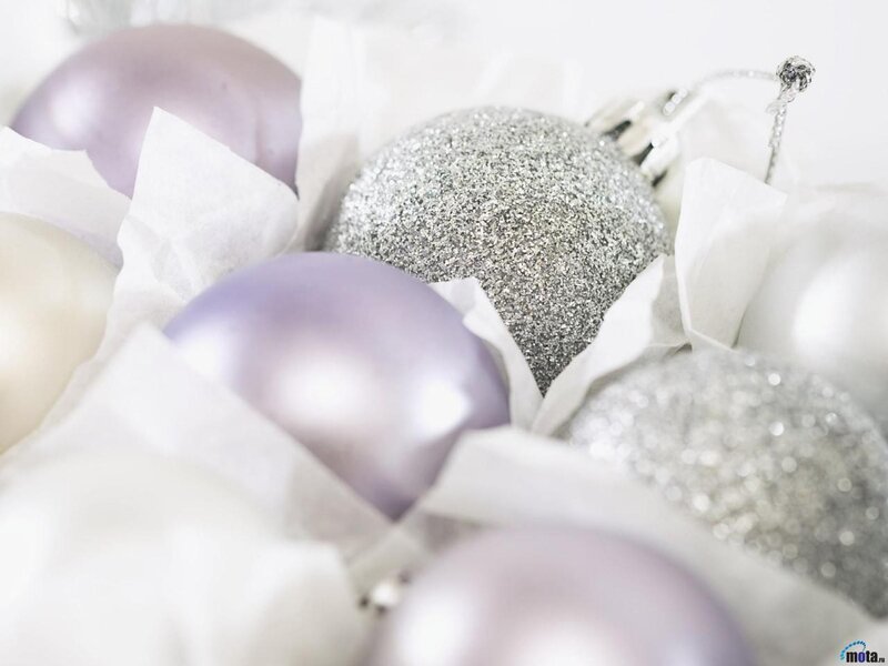 Silver and Purple Ornaments — Festive