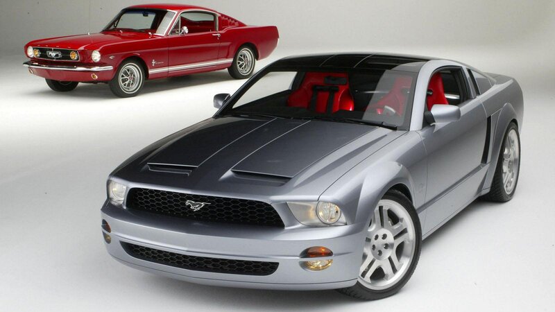 Silver and Red Mustang — Gray