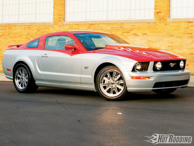 Silver and Red Mustang