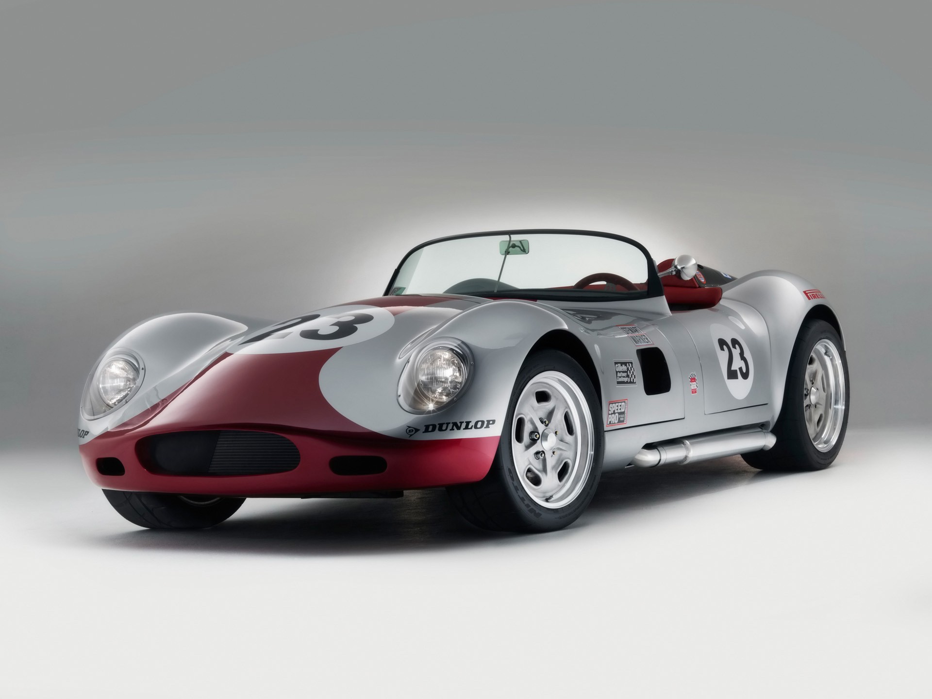 Silver and red race car
