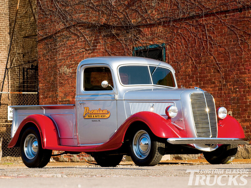 Silver and Red Vintage Truck