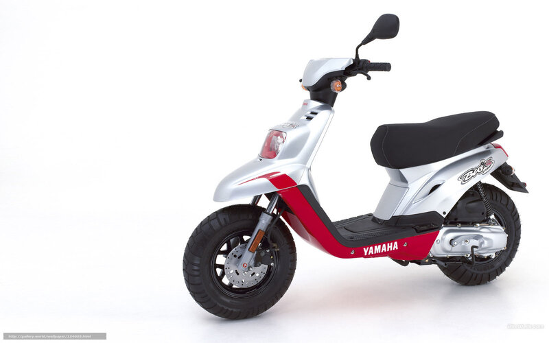 Silver and red Yamaha scooter