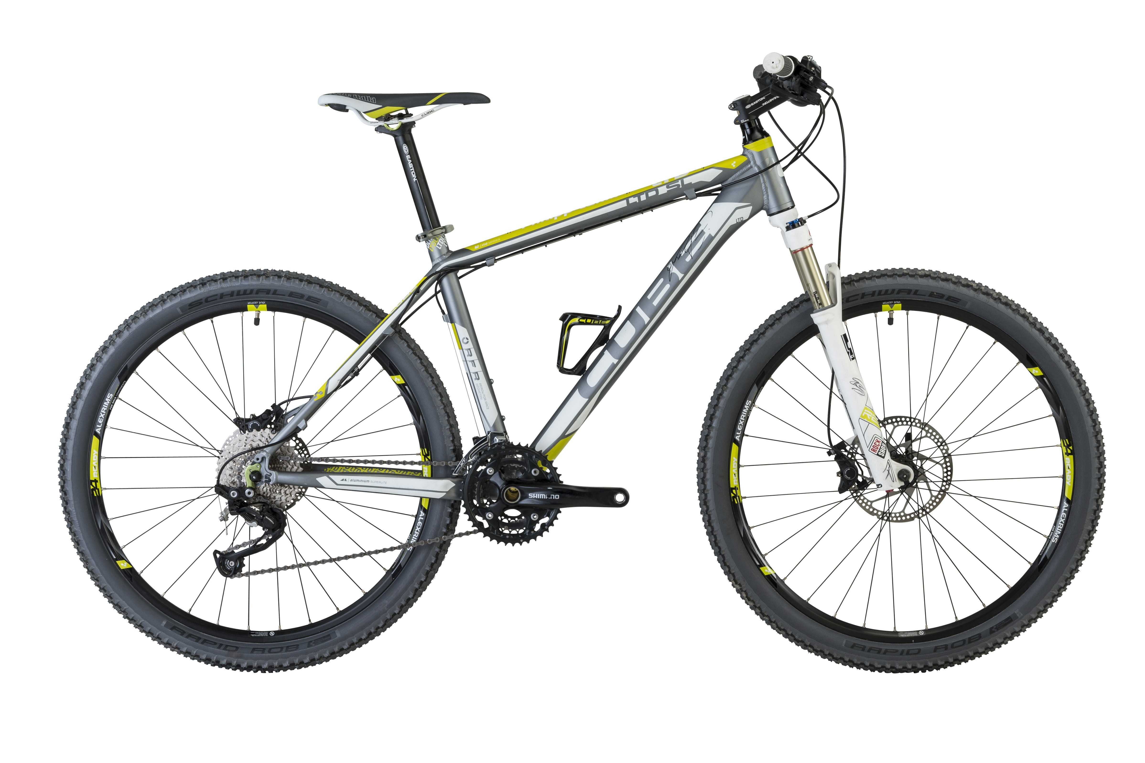 silver and yellow mountain bike