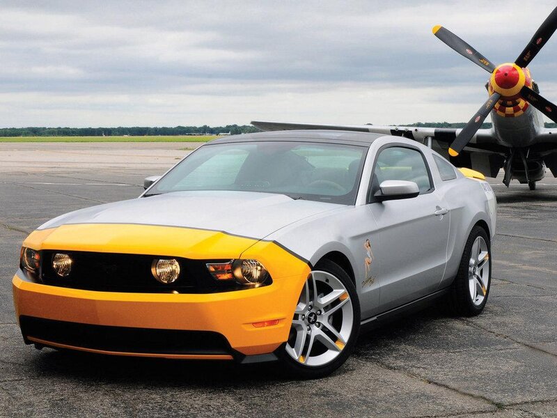 Silver and Yellow Mustang