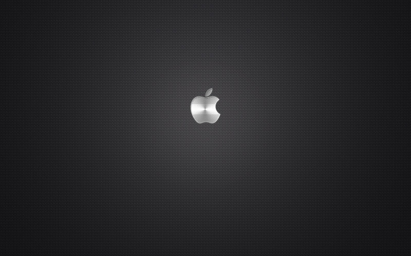 Silver Apple Logo — Black, Minimalist, Digital Art, Texture