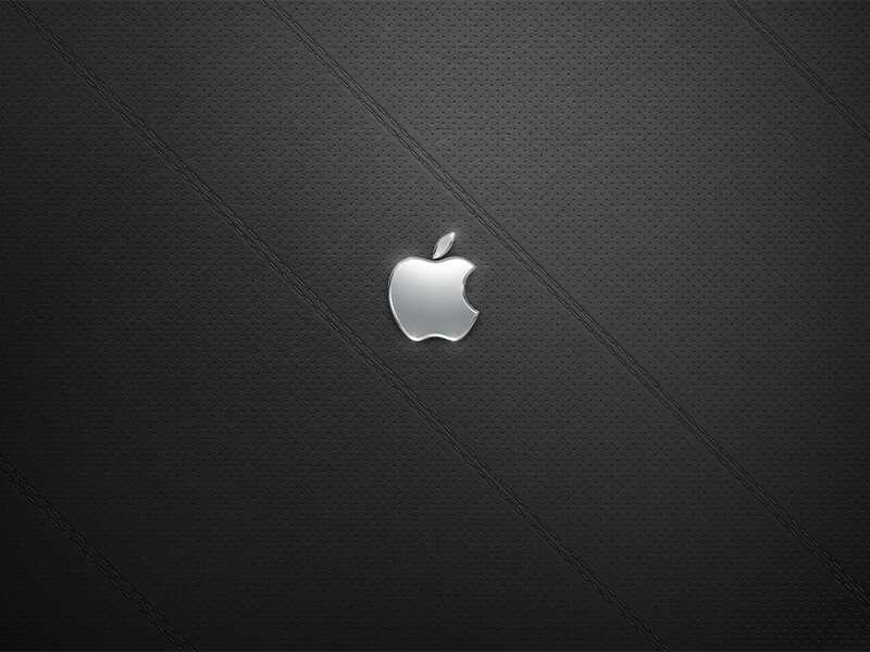 Silver Apple Logo — Black, Minimalist, Digital Art, Textured Surface