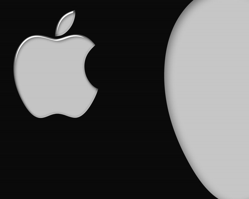 Silver Apple Logo — Black, Minimalist, Vector Art