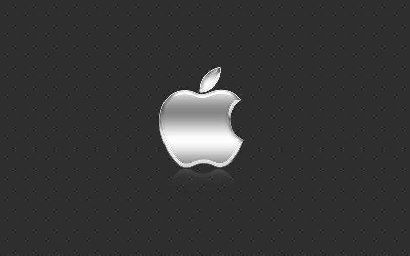 Silver Apple Logo — Gray, Minimalist, 3d Render, Leaf