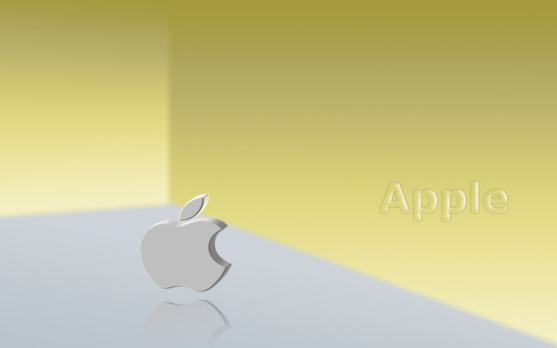 Silver Apple Logo — Yellow