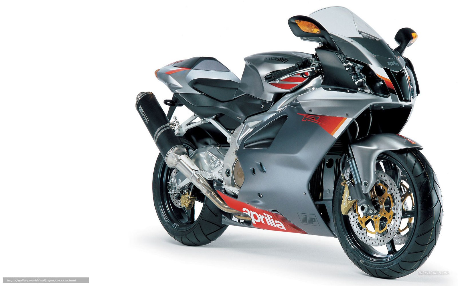 Silver Aprilia sport motorcycle