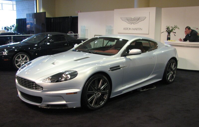 Silver Aston Martin at auto show