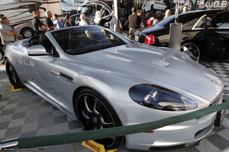 Silver Aston Martin at car show