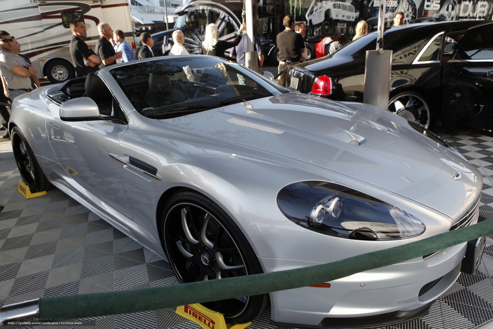 Silver Aston Martin at car show