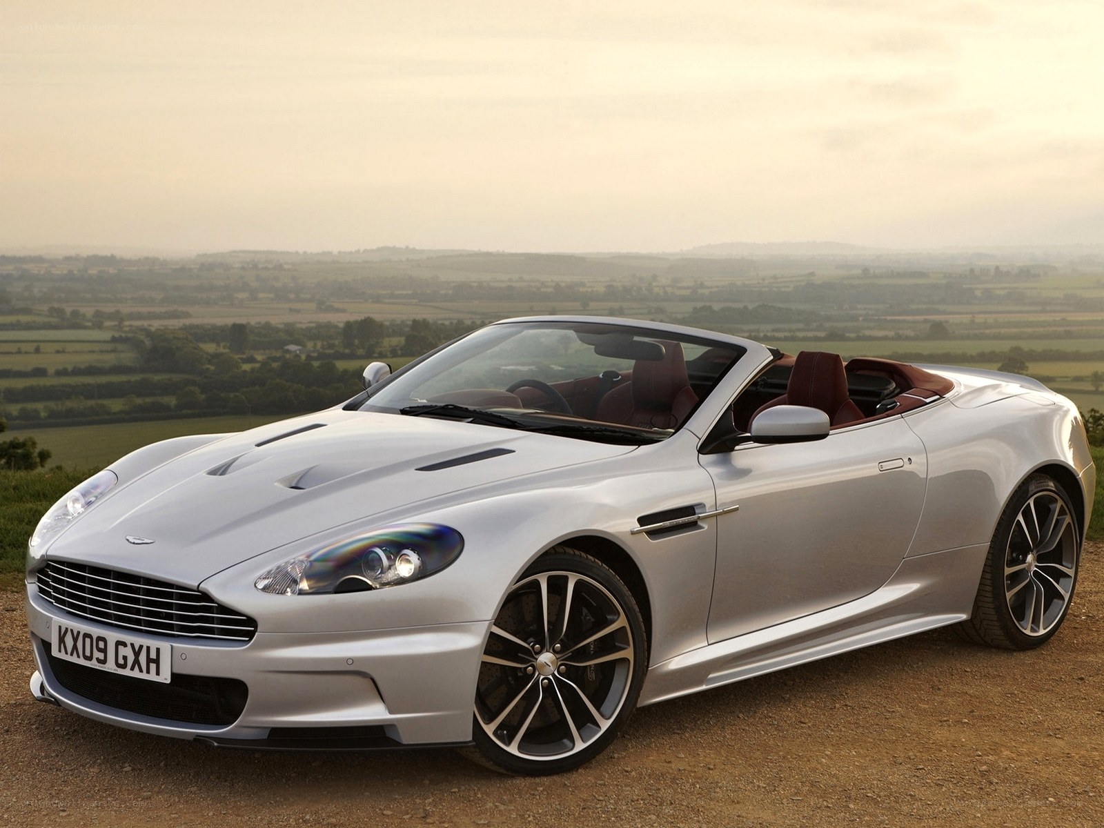 Silver Aston Martin convertible