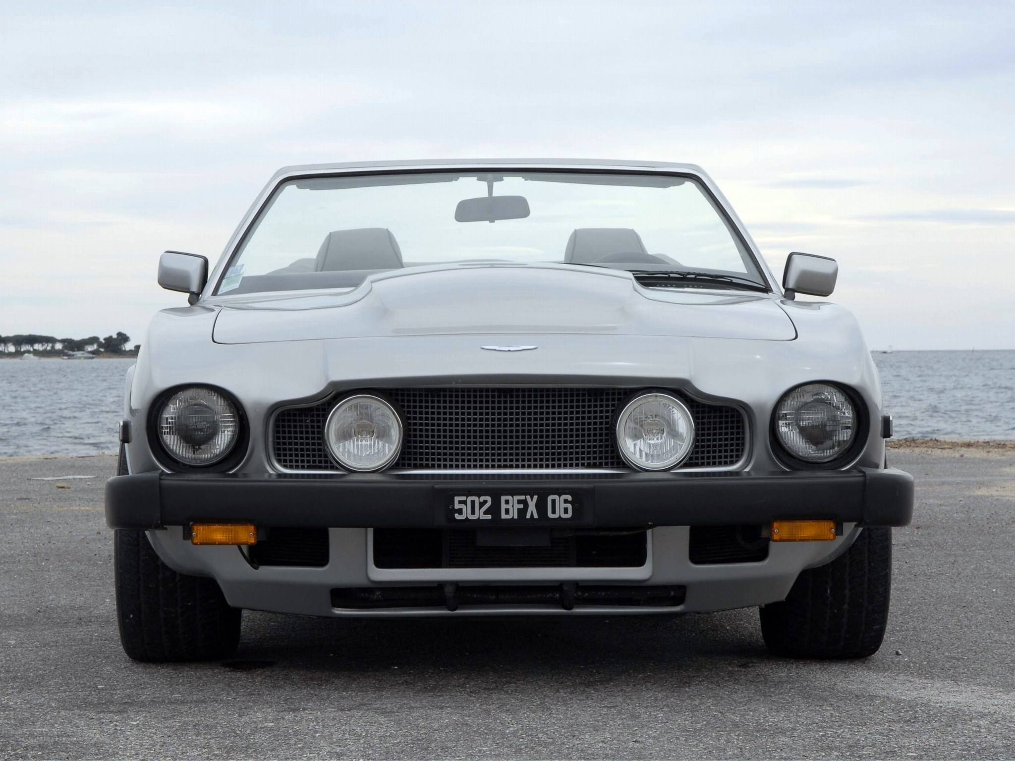Silver Aston Martin convertible