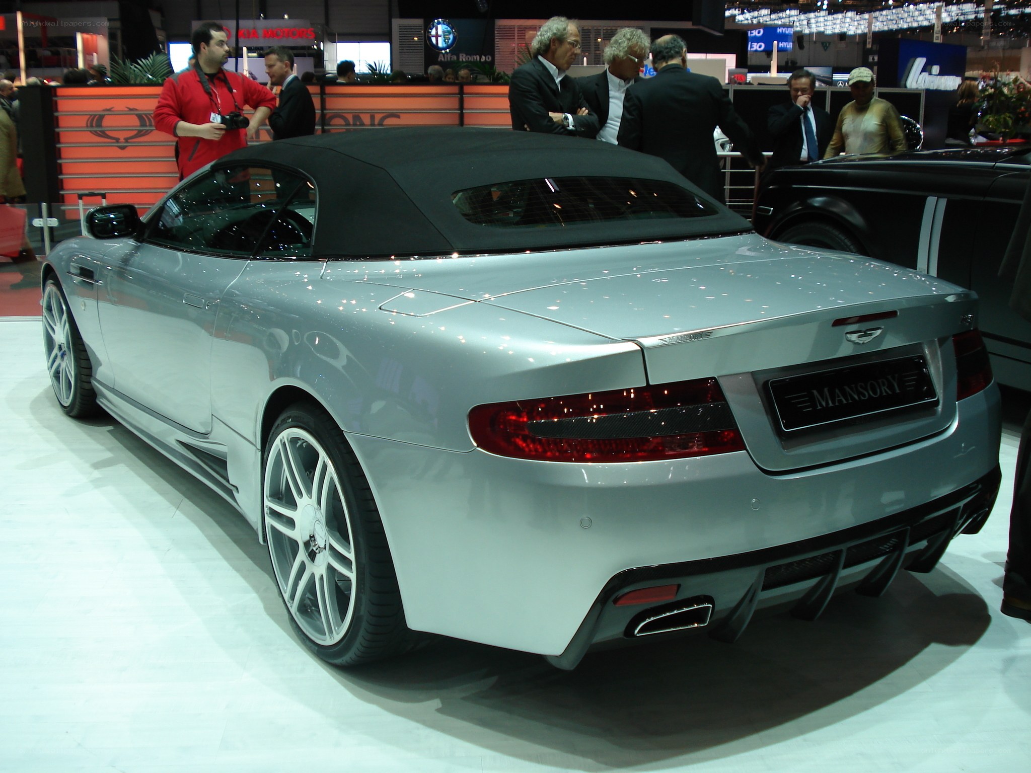 Silver Aston Martin convertible