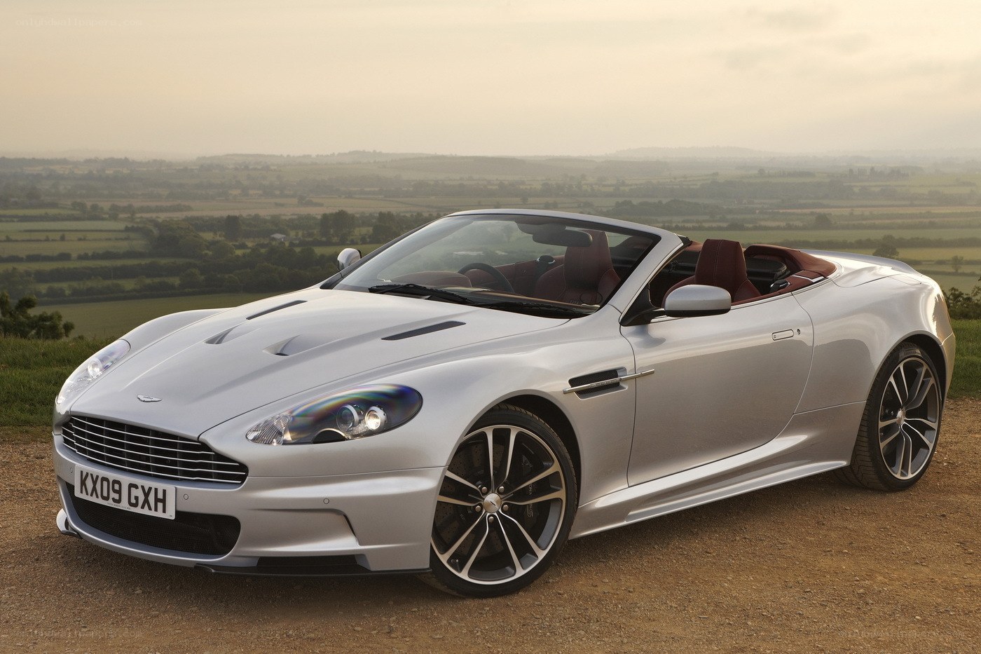 Silver Aston Martin convertible