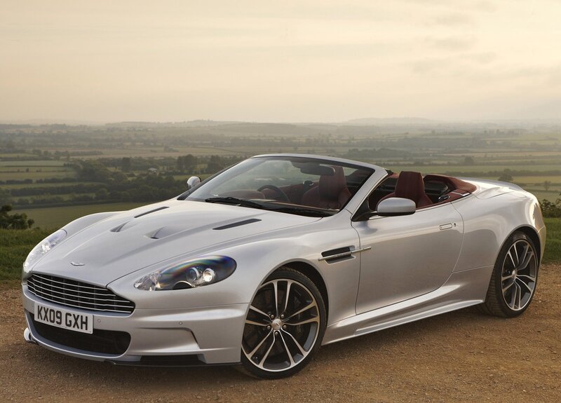Silver Aston Martin convertible