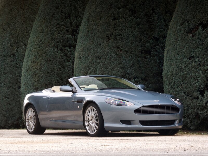 Silver Aston Martin convertible