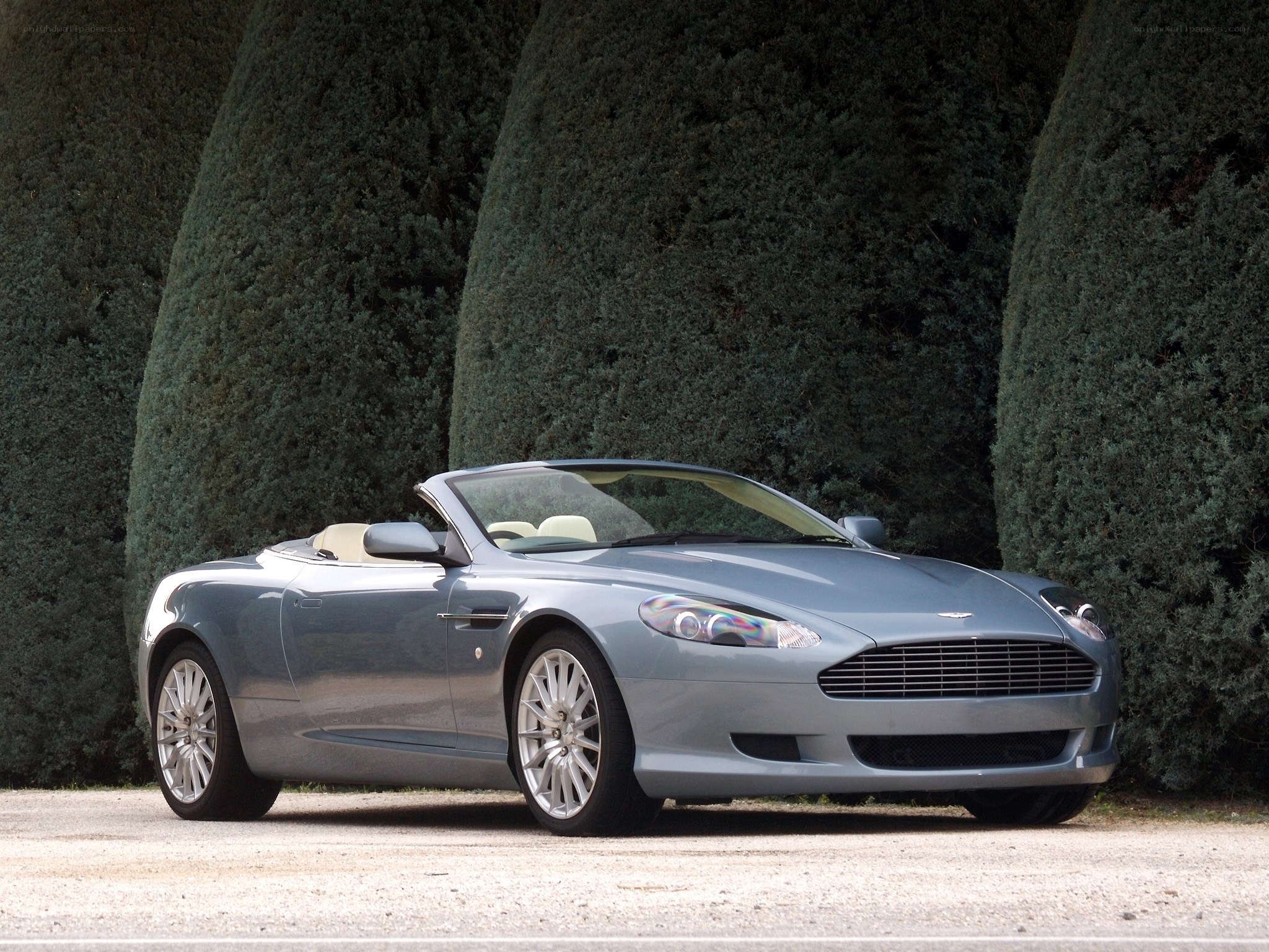 Silver Aston Martin convertible