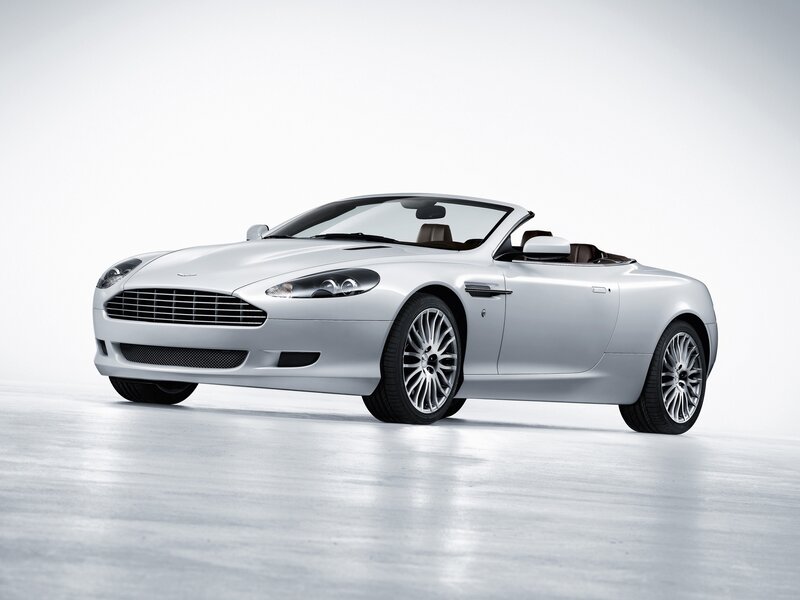 silver aston martin convertible