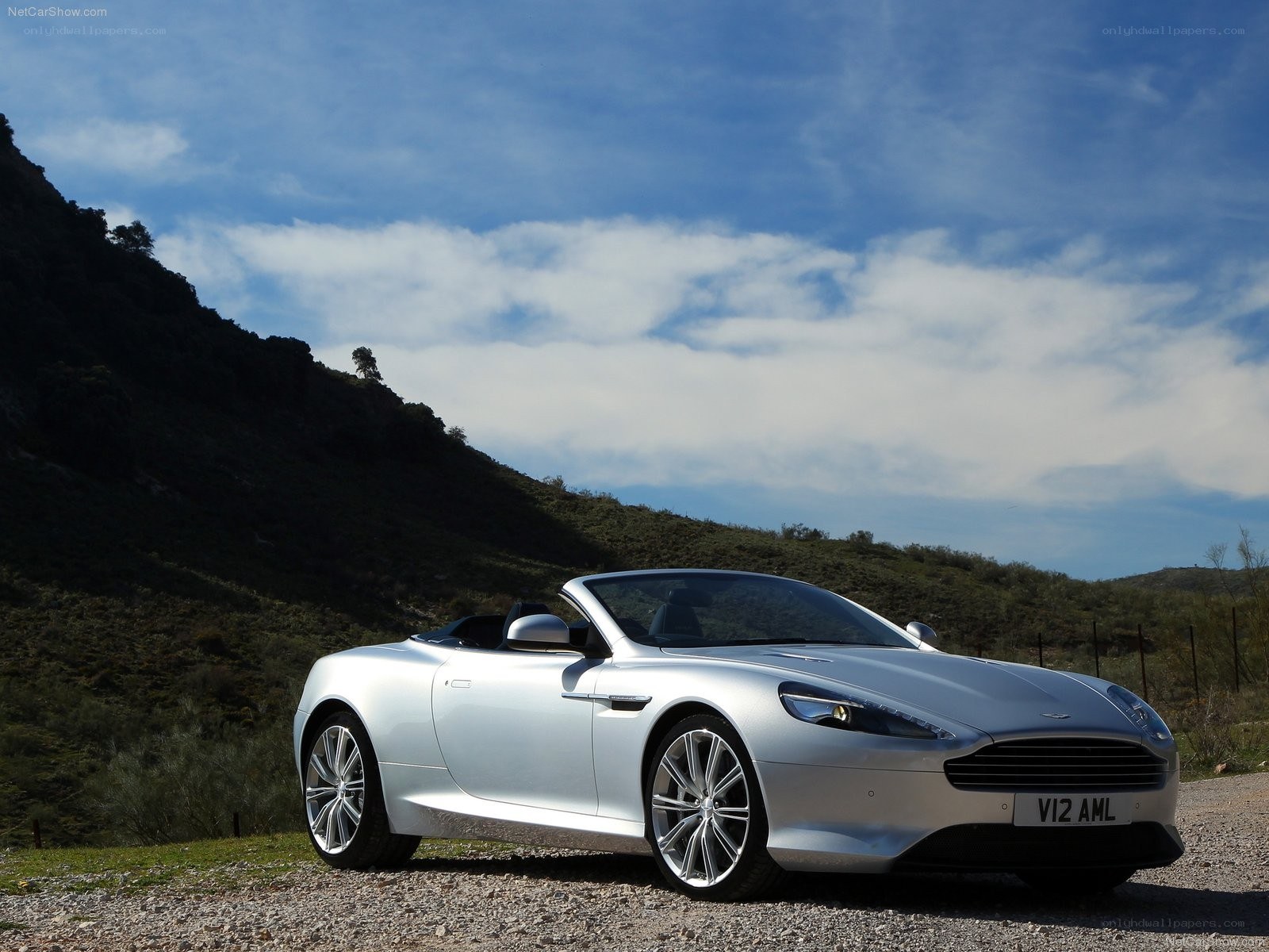 Silver Aston Martin DB9 Convertible