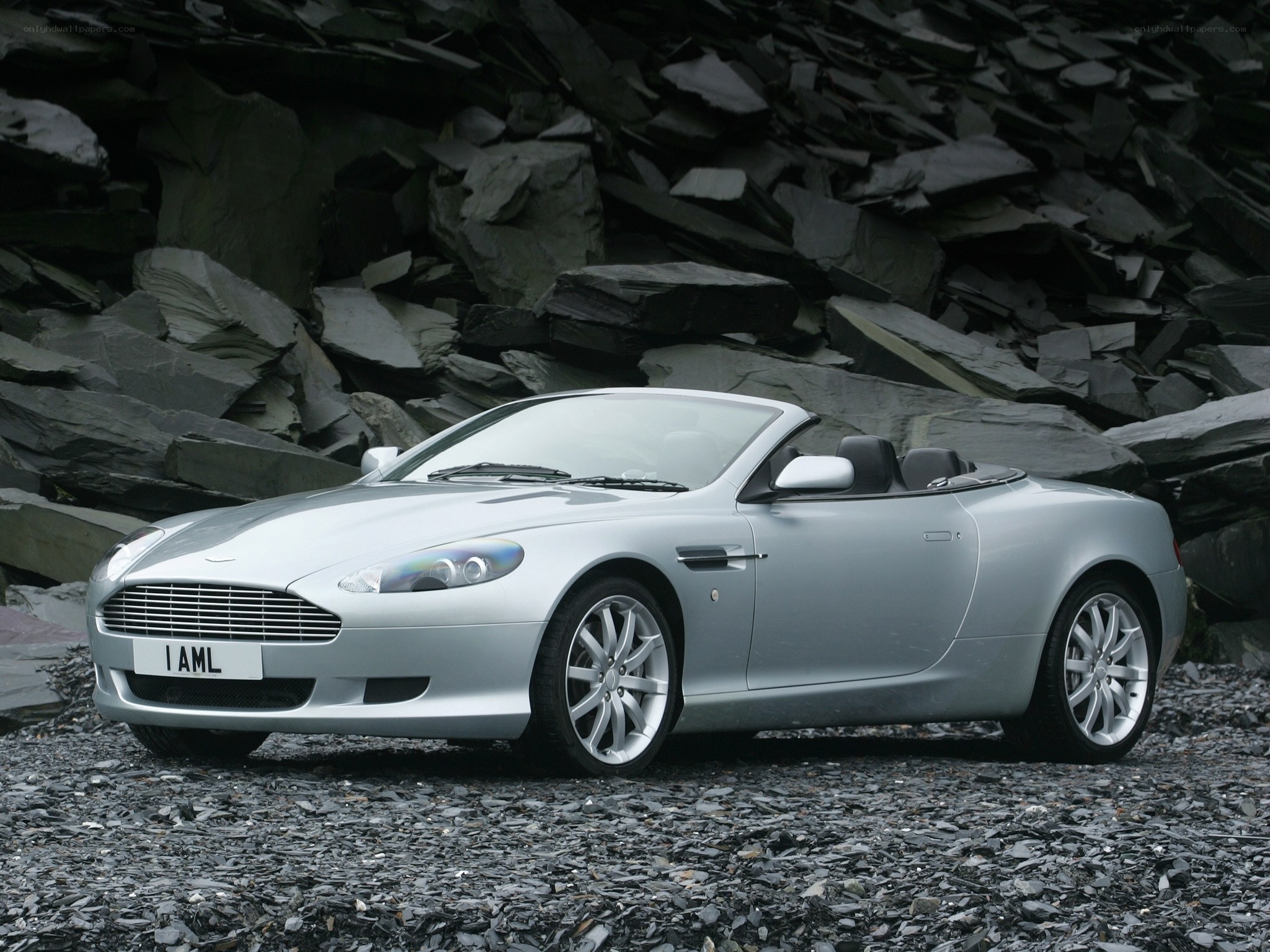 Silver Aston Martin DB9 Convertible