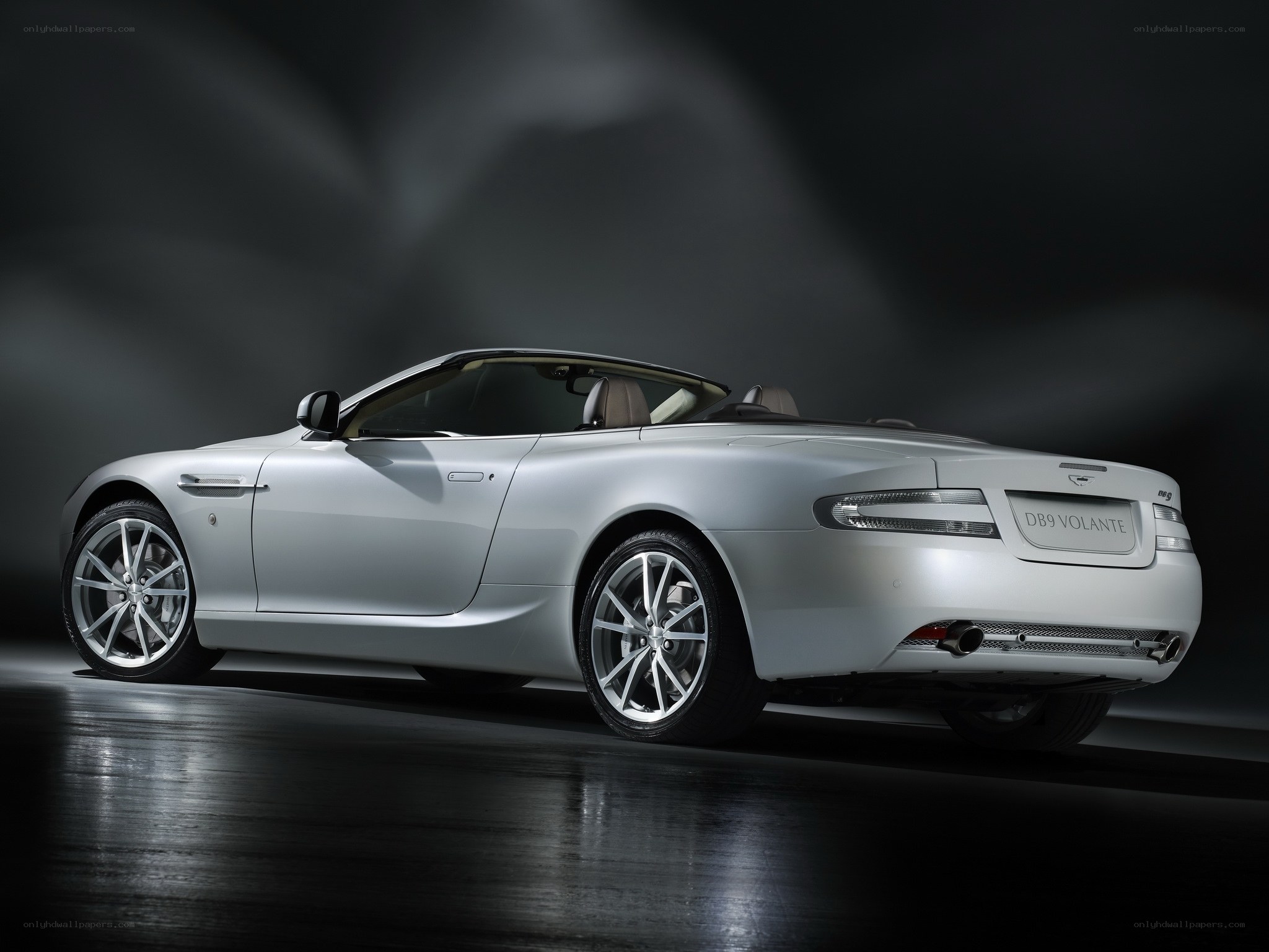 Silver Aston Martin DB9 Volante