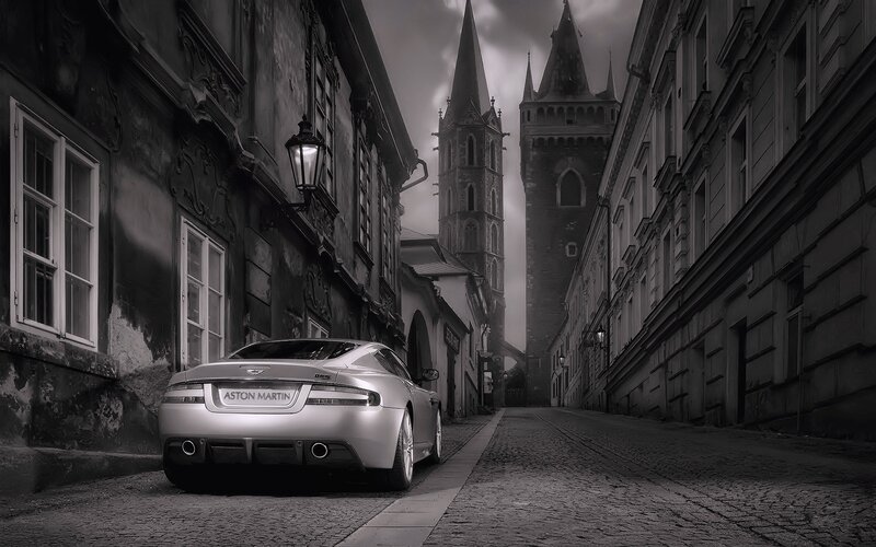 Silver Aston Martin DBS — Black