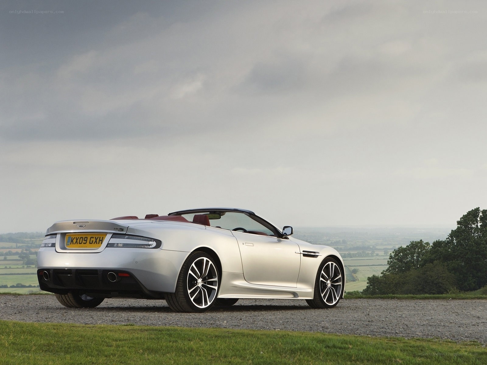 Silver Aston Martin DBS convertible