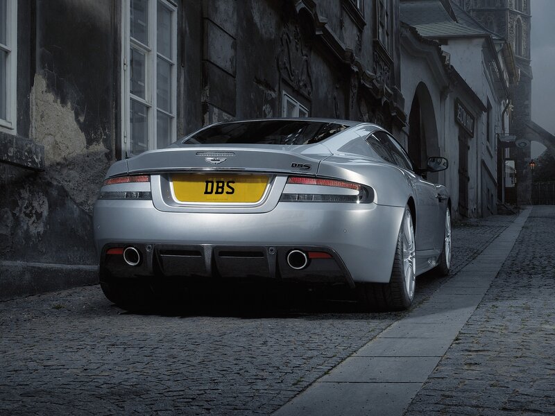 Silver Aston Martin DBS parked