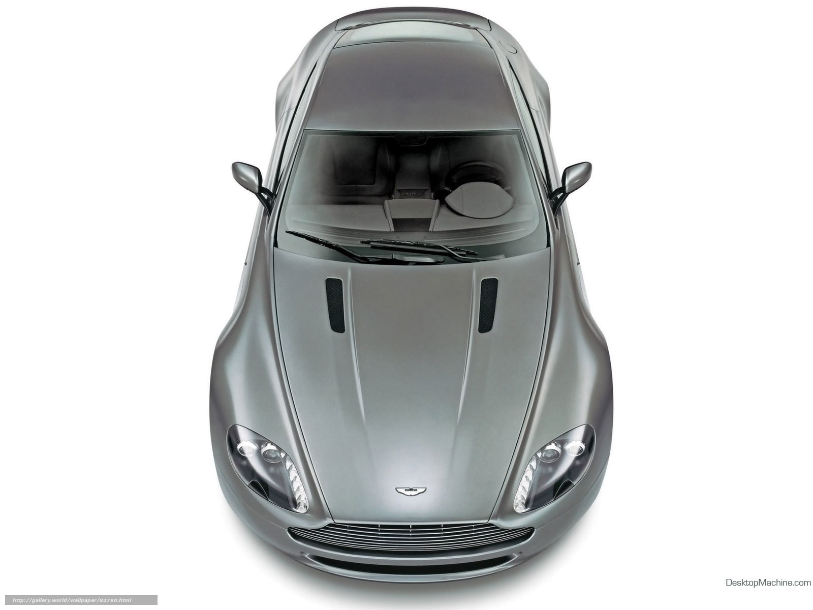 silver aston martin from above
