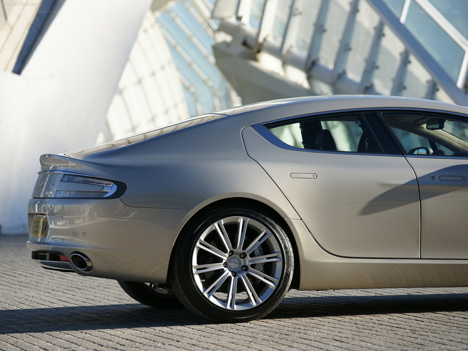 silver aston martin on display