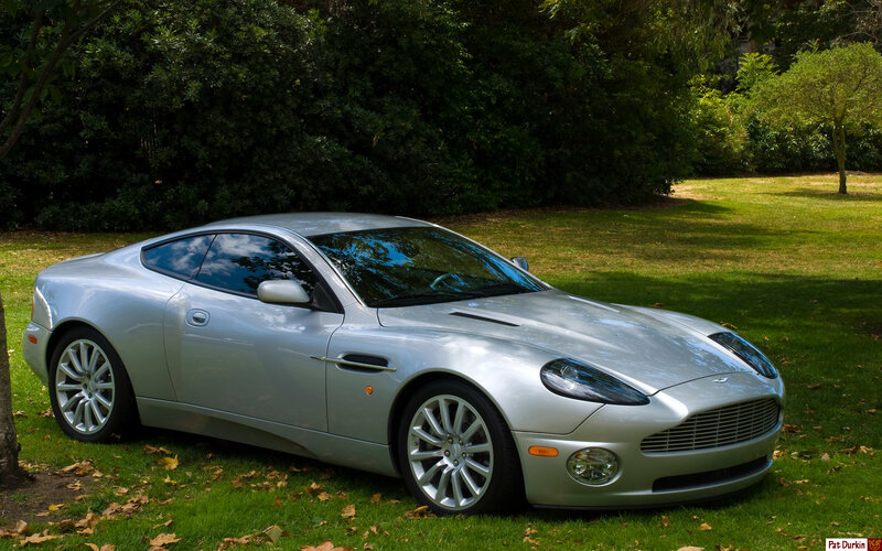 Silver Aston Martin on grass