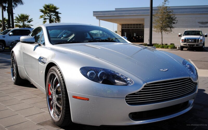 silver aston martin sports car