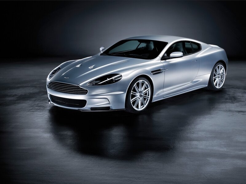silver aston martin sports car