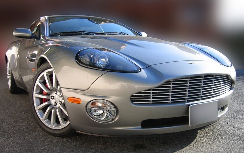 silver aston martin sports car