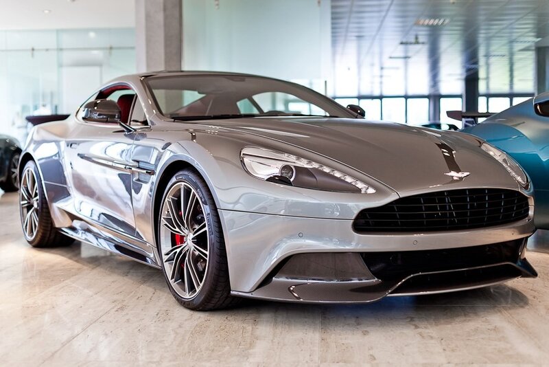 silver aston martin sports car