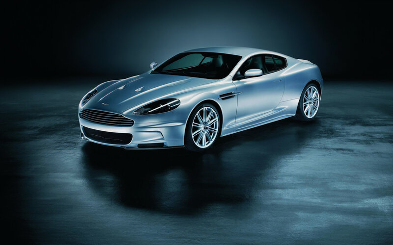 silver aston martin sports car