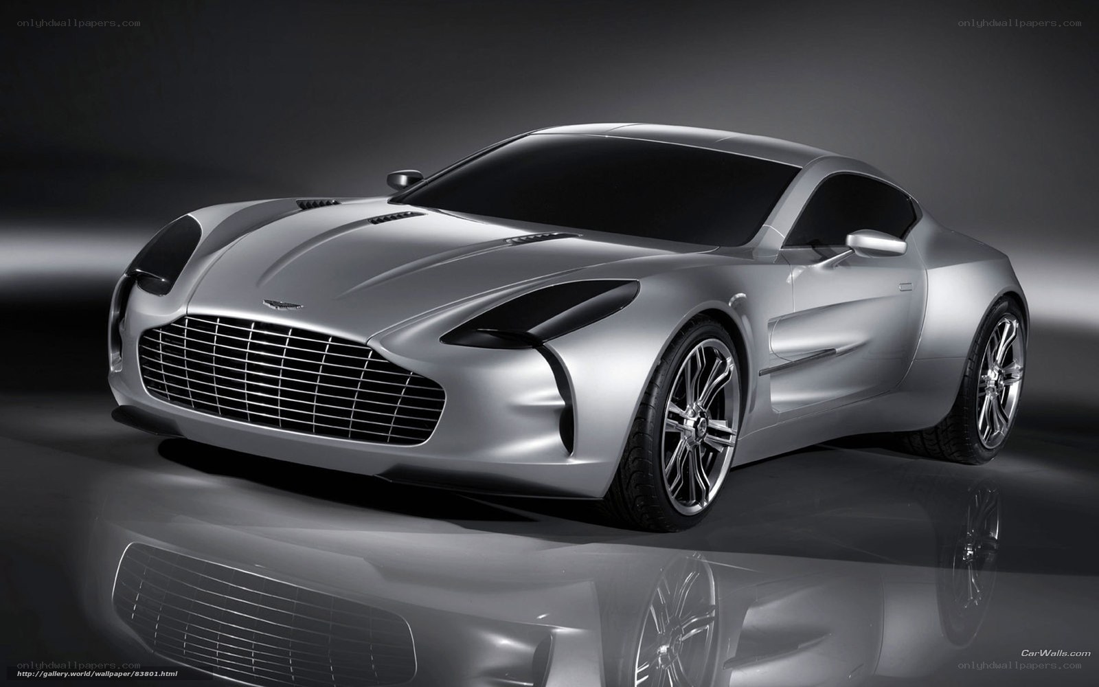 Silver Aston Martin sports car