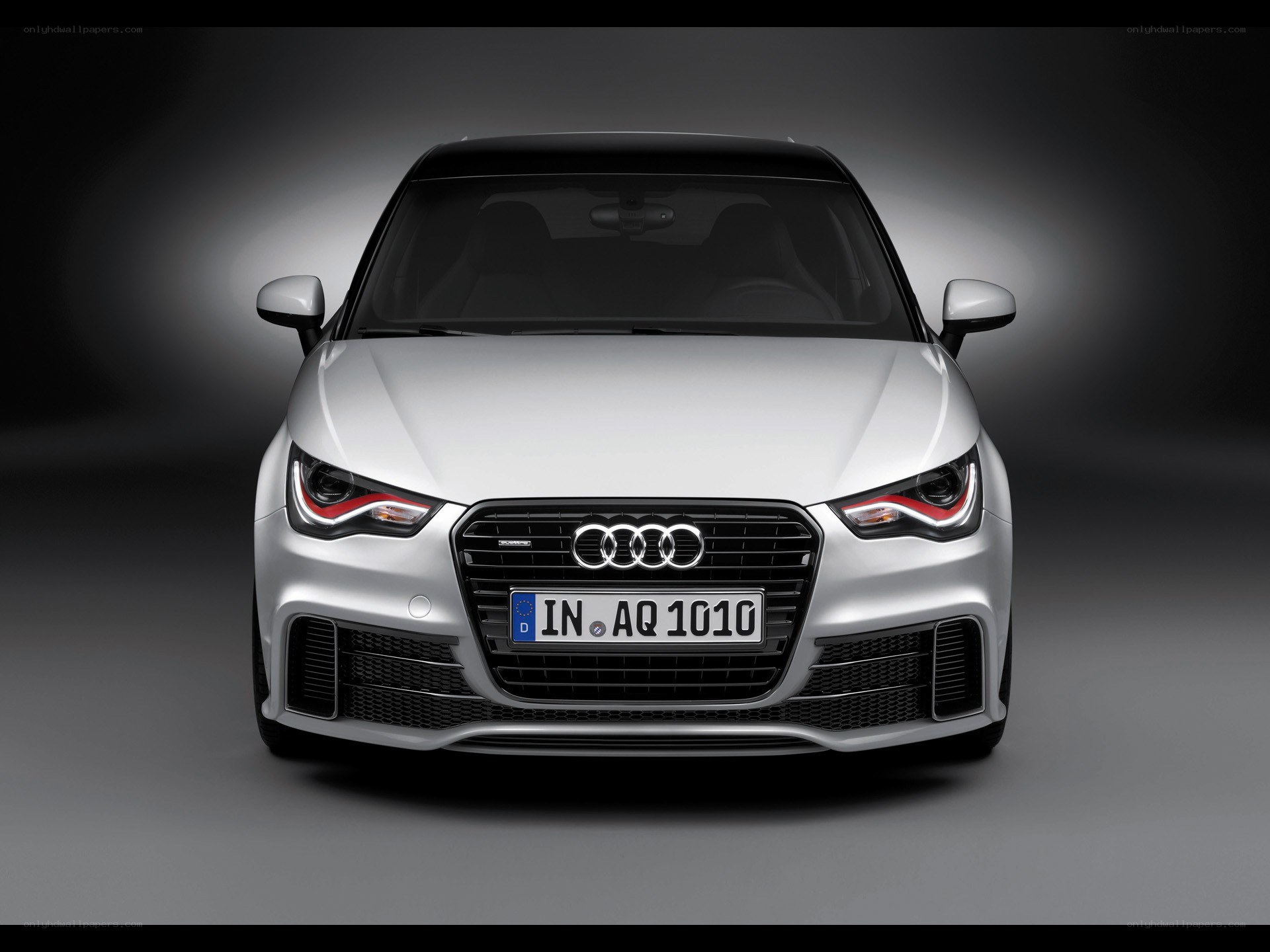 Silver Audi A1 front view