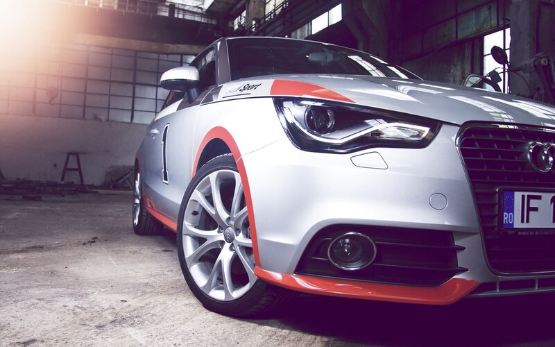 silver audi a1 sport in warehouse