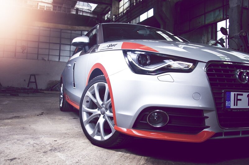 silver audi a1 sport in warehouse