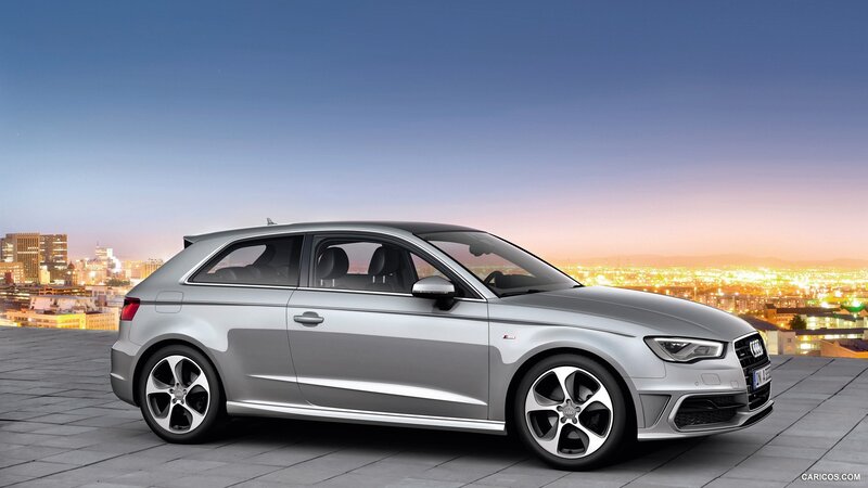 Silver Audi A3 Hatchback — Dramatic, Sunset, Photograph, City Skyline, Car, Sky
