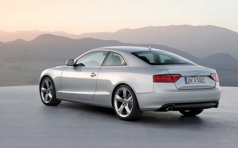 Silver Audi A5 Coupe — Serene, Sunset, Photograph, Mountains, Car, License Plate