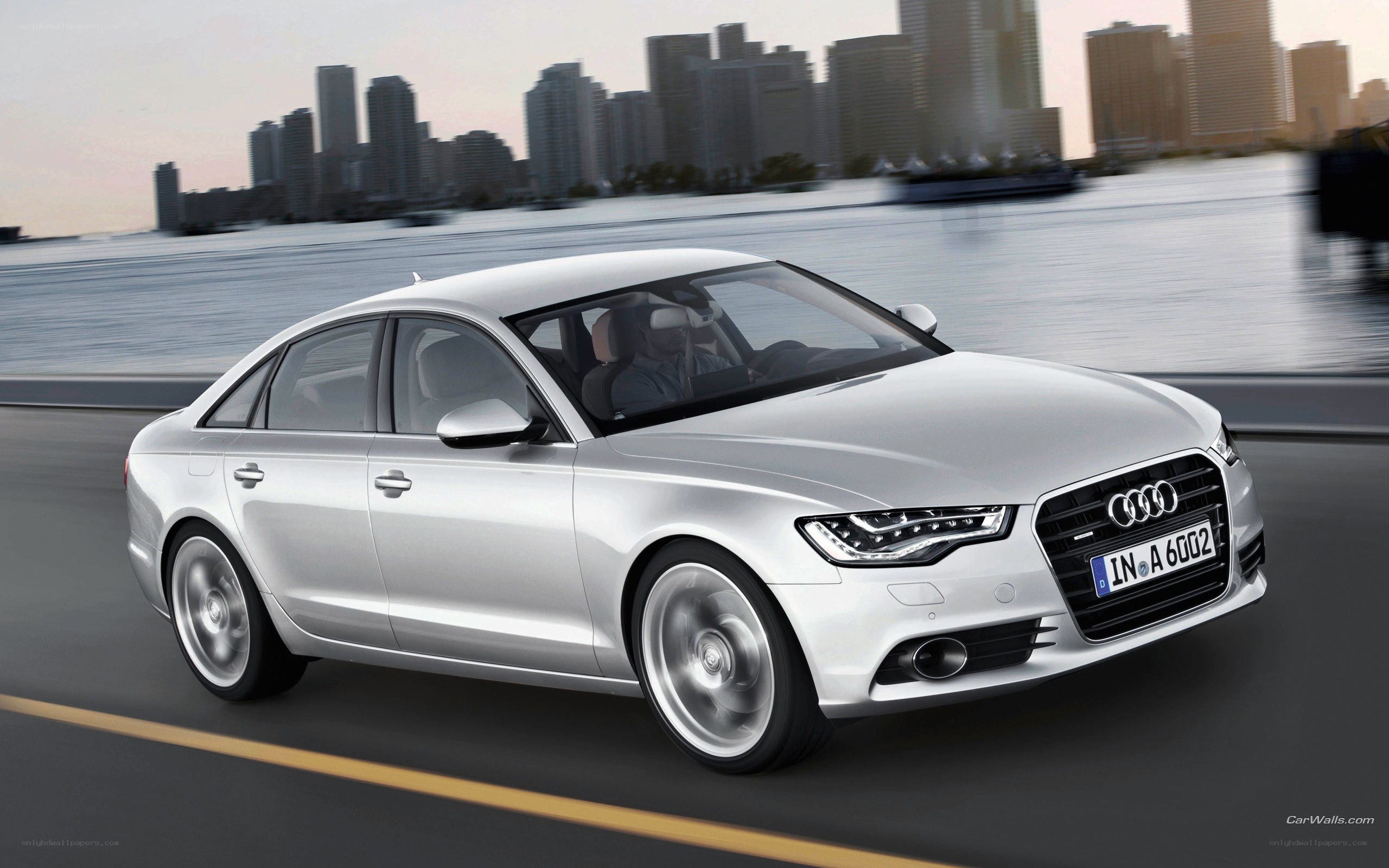 Silver Audi A6 in city