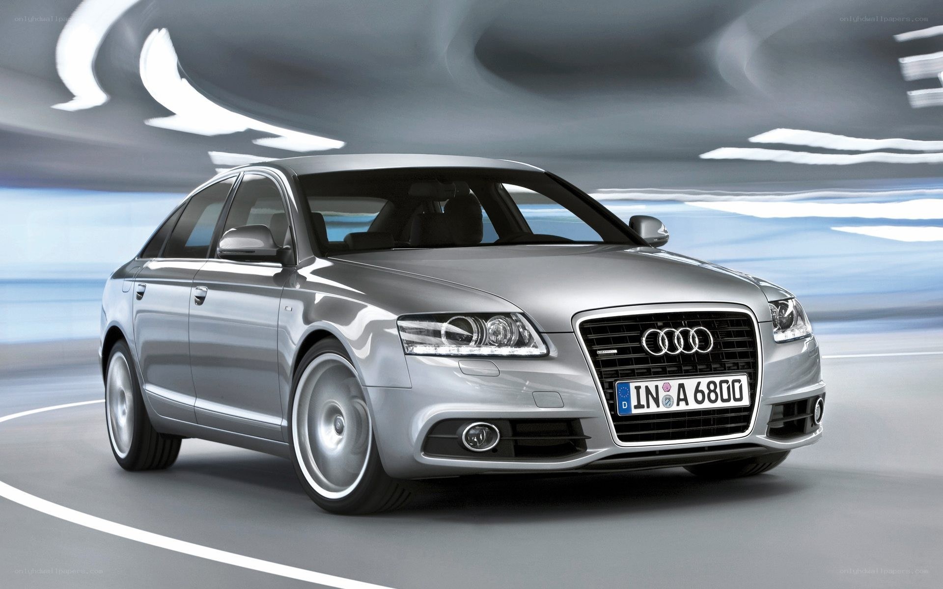Silver Audi A6 in motion