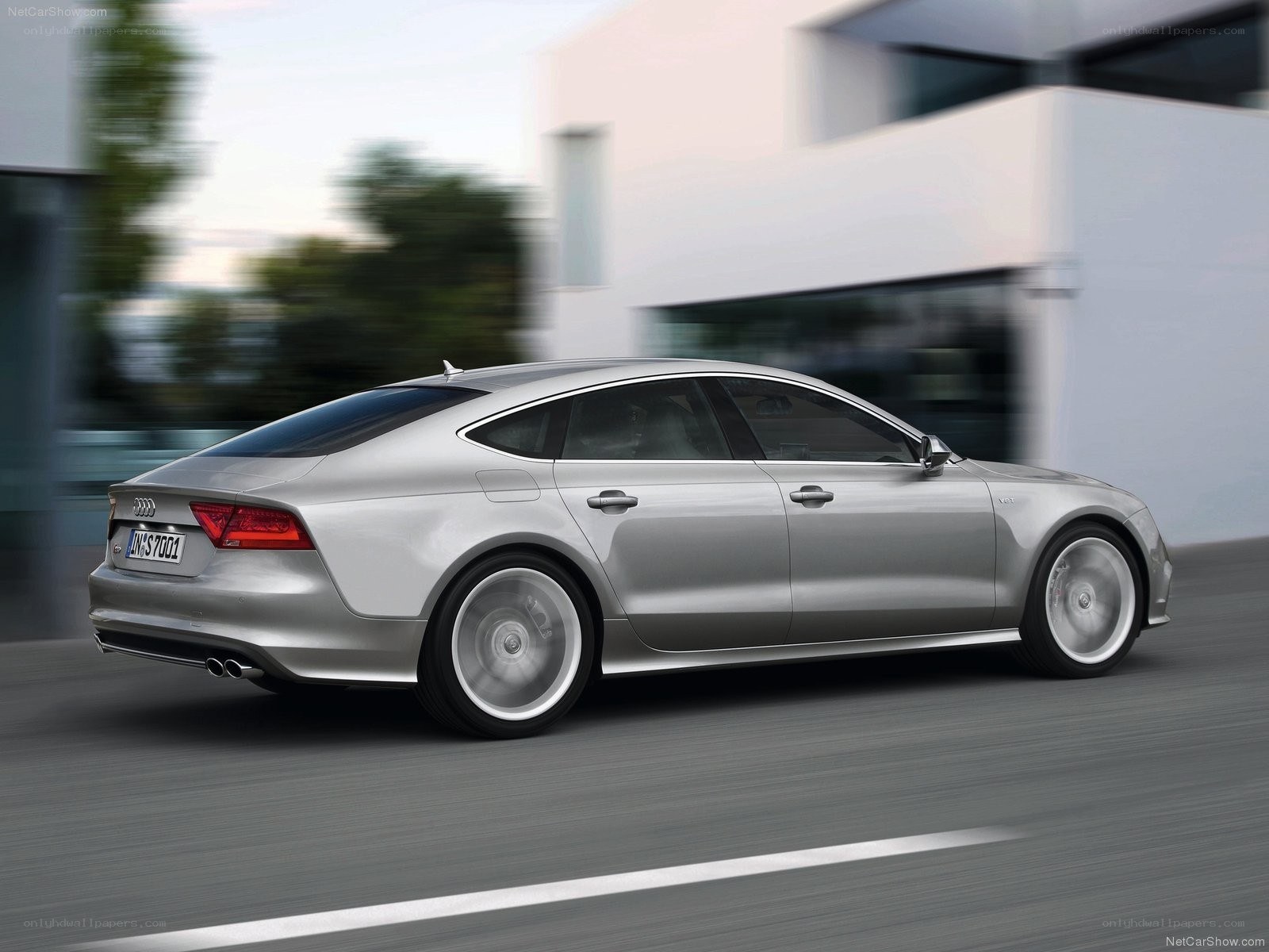silver audi a7 in motion