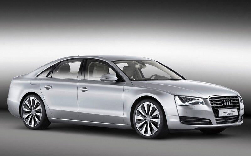 silver audi a8 hybrid sedan